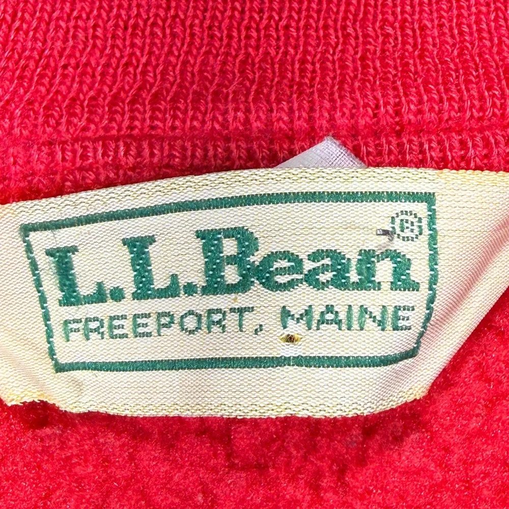 L.L. Bean Fleece Sweatshirt Mens XL Red Striped Trim Vintage Made in USA 90s
